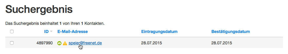 Gebouncten Kontakt auswählen