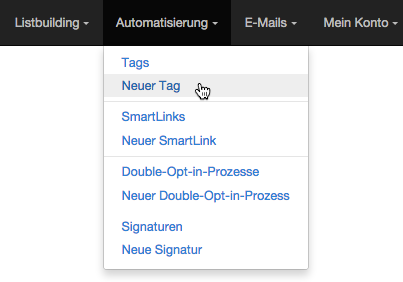 Automatische Tag-Zuweisung: Button-neuer Tag