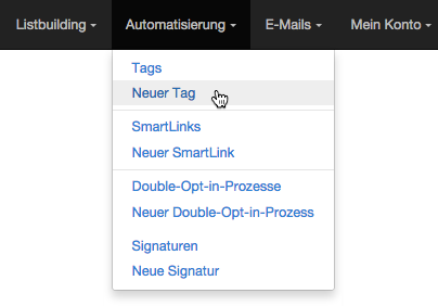 Automatische Tag-Zuweisung: Button-neuer Tag