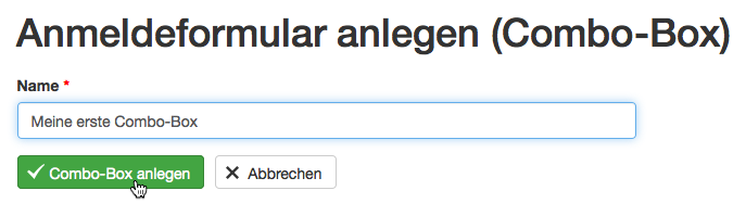 Anmeldeformular: anlegen