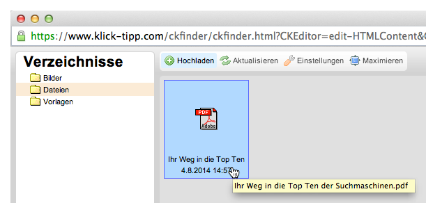 E-Mails mit Bildern versenden: Bild auswählen
