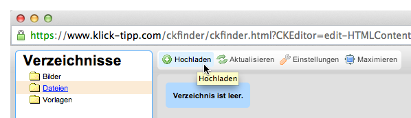 E-Mails mit Bildern versenden: Bild hochladen