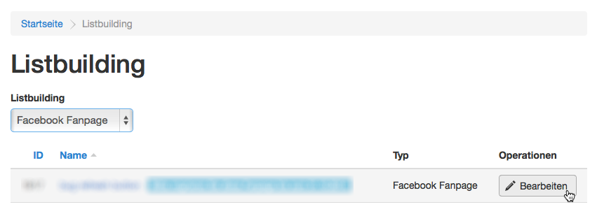 Facebook Fanpage Splittest: in Klick-Tipp bearbeiten