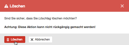 Löschtag löschen