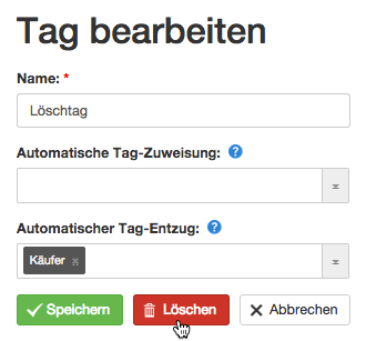 Löschtag löschen
