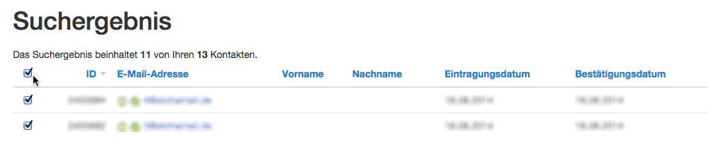 Follow-up-E-Mails: Kontakte auswählen