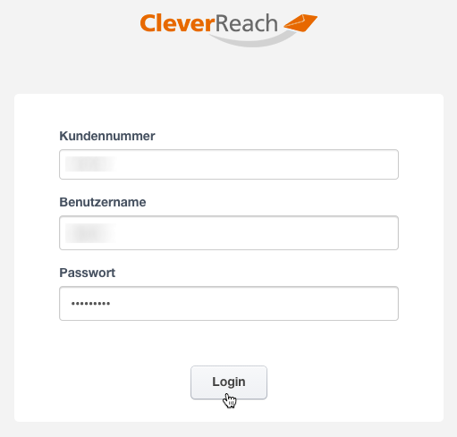 Kontakte exportieren CleverReach: Login