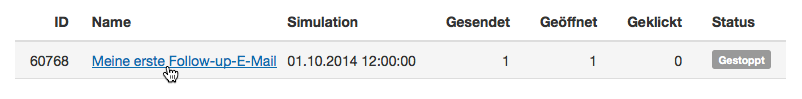 gestoppte Follow-up-E-Mail reaktivieren