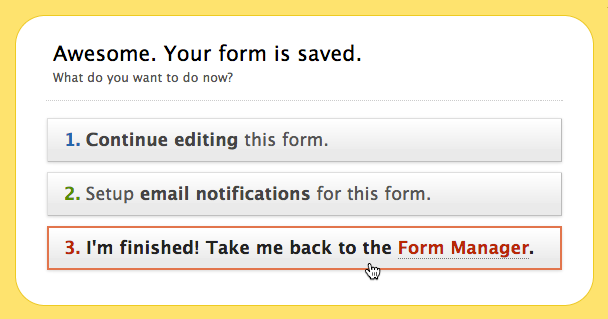 Wufoo: Zum Form Manager