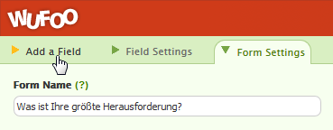 Wufoo: Neues Feld einfügen